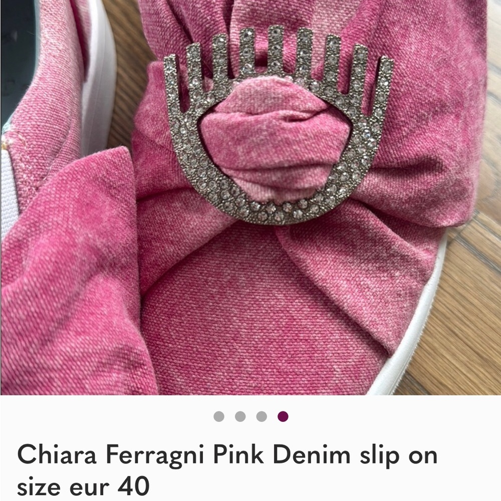 Chiara Ferragni Women's Pink Slip-On Sneakers with Bow and Rhinestone Eyes